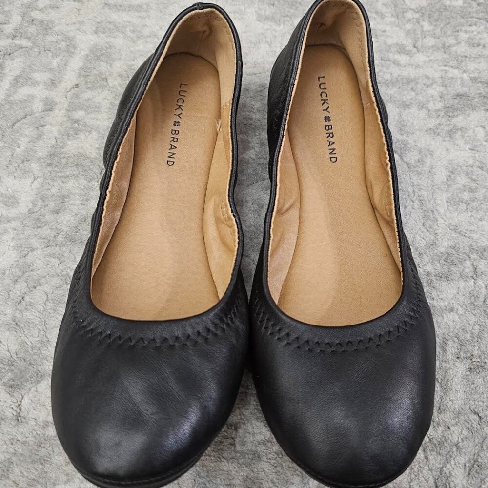 Lucky Brand 🍀Black Leather Ballet Flats - discontinued